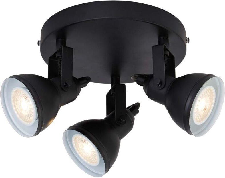 Searchlight - Deckenleuchte Deckenlampe Wohnzimmerlampe Spotleuchte Metall Schwarz d 30 cm