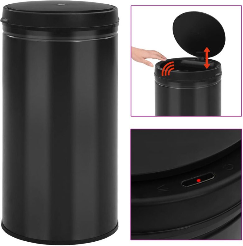 Vidaxl - Automatischer Sensor-Mülleimer 60 l Kohlenstoffstahl Schwarz