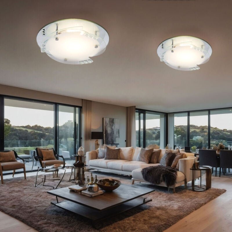 Led Deckenleuchte Kristalle Deckenlampe Wohnzimmerleuchte Schlafzimmerlampe Flurleuchte, Metall Glas weiß, 12W 680Lm war...