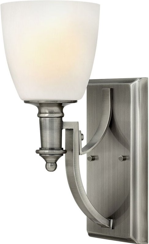 Truman - 1 Licht Wandleuchte Antik Nickel Glasschirm, E27 - Elstead
