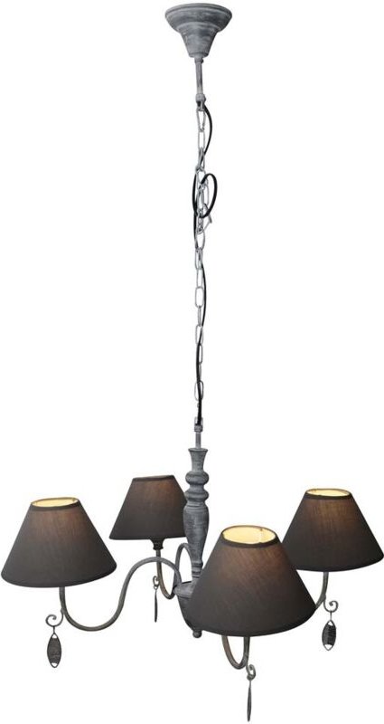 Pendelleuchte Hängelampe Esszimmerleuchte Deckenlampe Metall Textil Grau D 55 cm