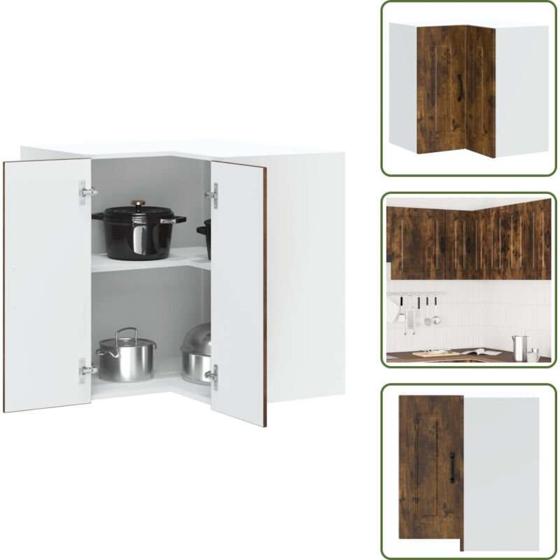 The Living Store Küchen-Eckhängeschrank Kalmar Räuchereiche Holzwerkstoff - Holzwerkstoff