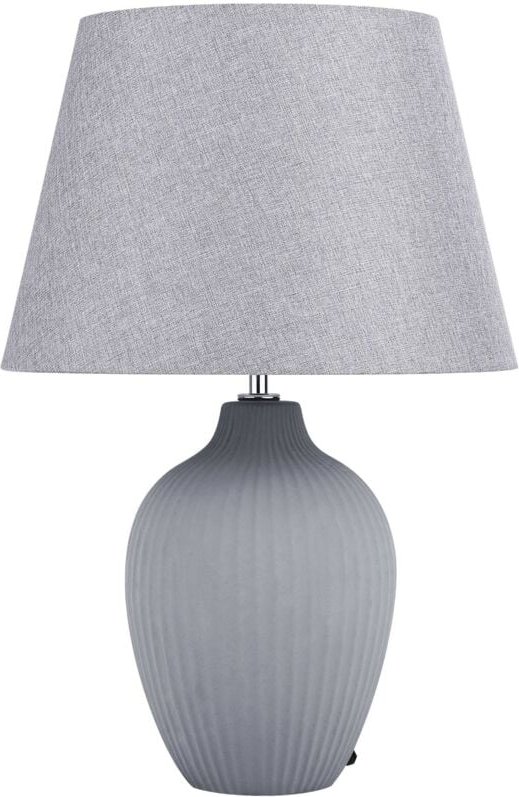 Beliani - Tischlampe Grau Keramik 52 cm Stoffschirm Vasenform Kabel mit Schalter Retro-Stil