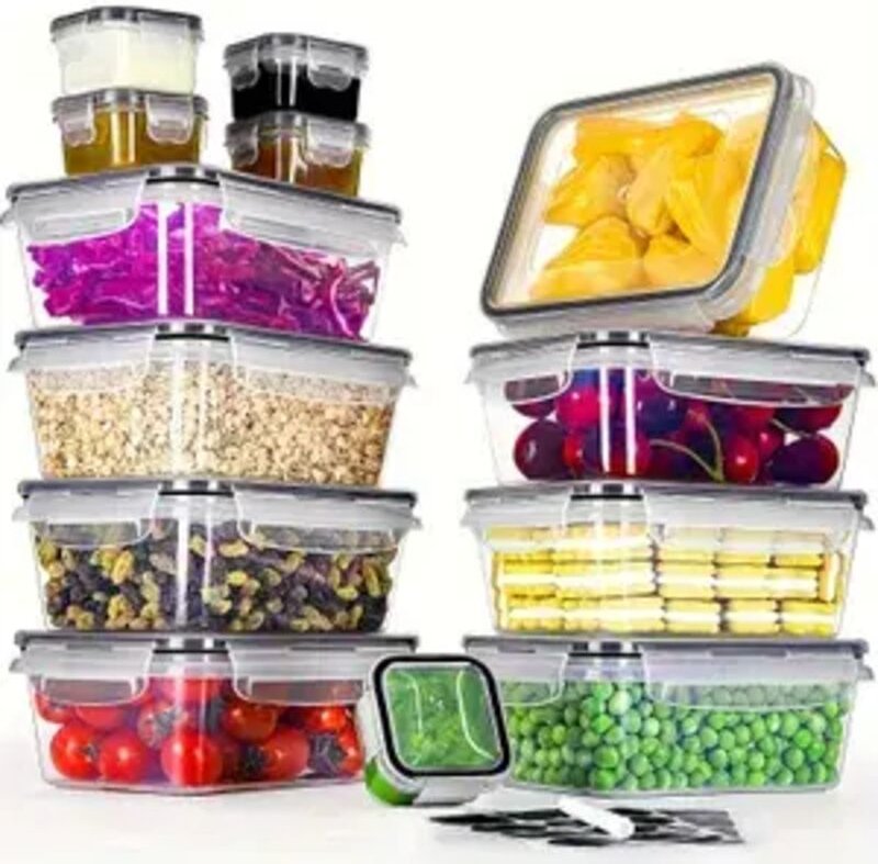 13 Stück Lebensmittelbehälter, mit Deckel und Dichtung,Verschiedene GrößenVorratsdosenset ,uftdichte & auslaufsichere Lu...