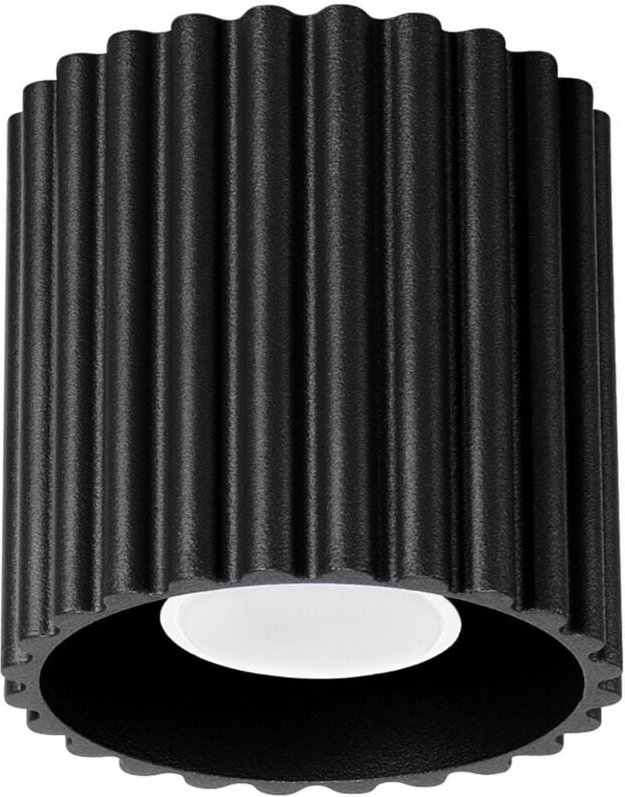 Moderner gerillter runder schwarzer Deckenspot 10 cm 1xGU10 10W AURA Sollux Lighting