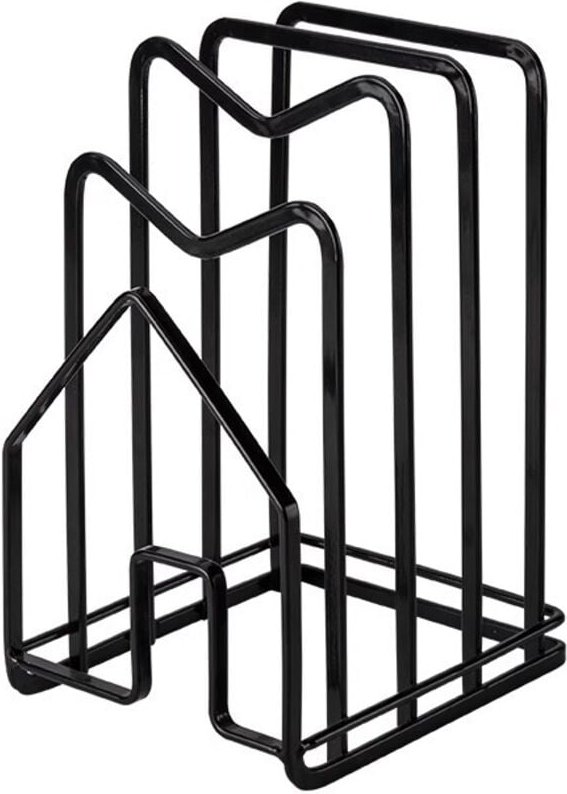 Set aus zwei Schneidebretthaltern, Topfdeckelhaltern, Metall-Aufbewahrungsgestell für Topfdeckel (schwarz)