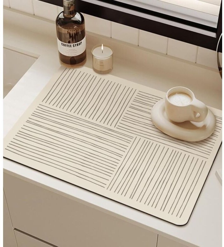 Abtropfmatte für Geschirr, saugfähig und rutschfest, 40 x 60 cm, rutschfeste Spülbeckenmatte, Barmatte, Kaffeemaschinenm...