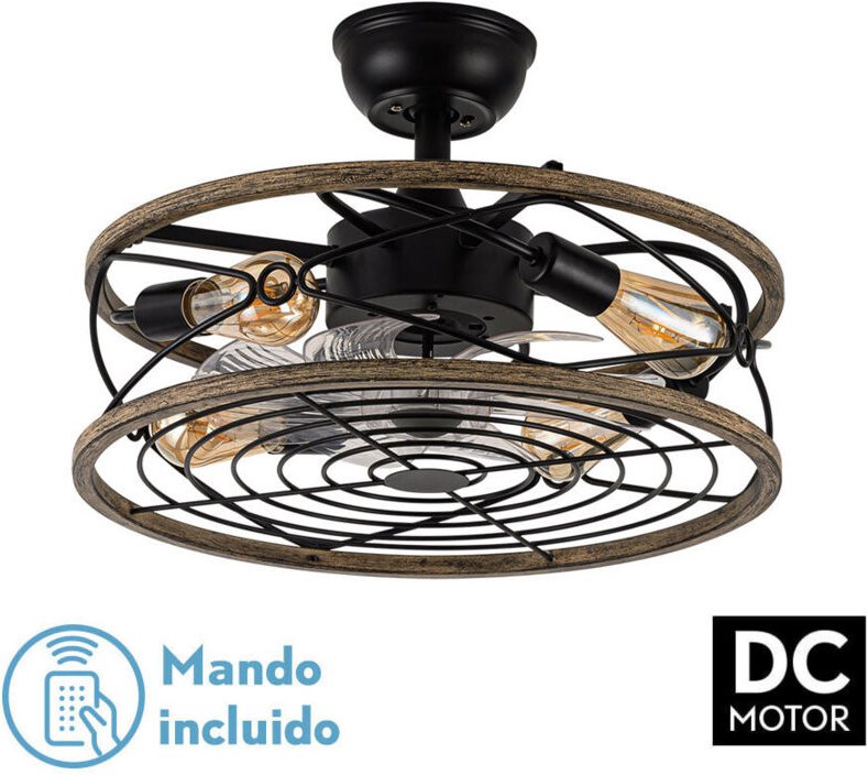 Ventilator dc 4xe27 Arcadia Schwarz 8 Flügel Transparent 31/40x50x50x50cm 6 Geschwindigkeiten / Erdbeben & Timer - Fabri...