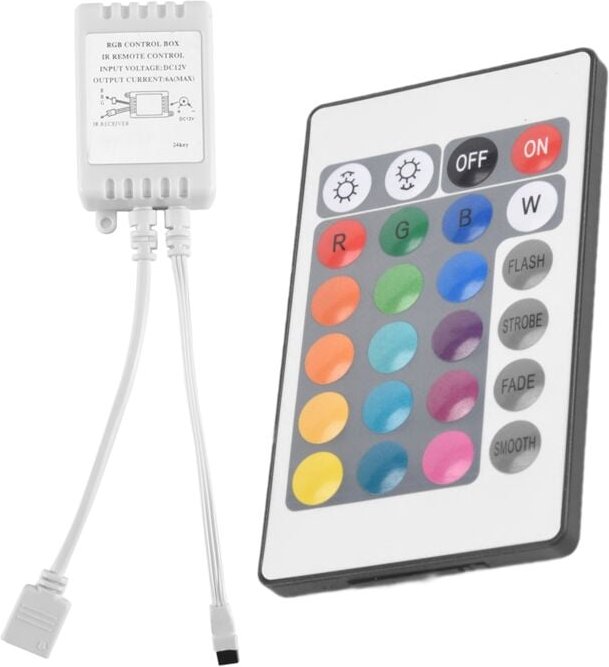 Tlily - 24-Tasten-Fernbedienung + DC12V LED-Controller RGB-Steuerbox IR-Lichtstreifen-Controller für 5050 2835 RGB-Licht...