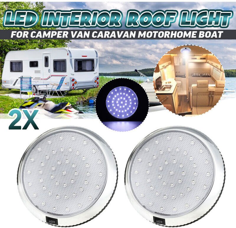 12-V-LED-Innenbeleuchtung für Wohnmobile, Camper, Boote – Ein-/Ausschalter, Kaltweiß, Chrom-Finish