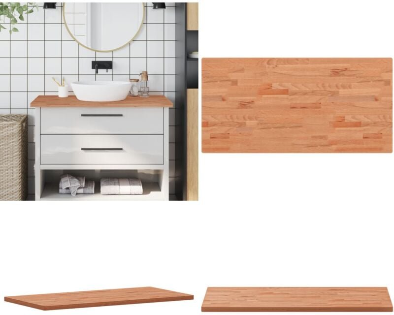 Waschtischplatte 100x50x2,5 cm Massivholz Buche - Waschtischplatte - Holz Arbeitsfläche - Küchenarbeitsplatte - Badrenov...