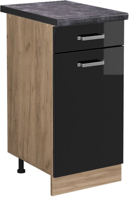 Küchenunterschrank R-Line, Schwarz Hochglanz, 40 cm , AP Anthrazit, Vicco