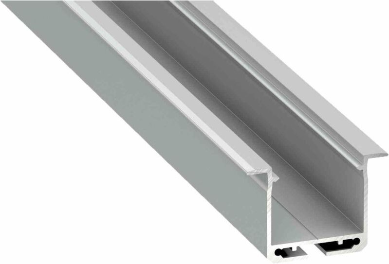 SILBERNES ALUMINIUMPROFIL TYP K 2m + MILCHIGER LAMPENSCHIRM, MONTAGEFEDERN