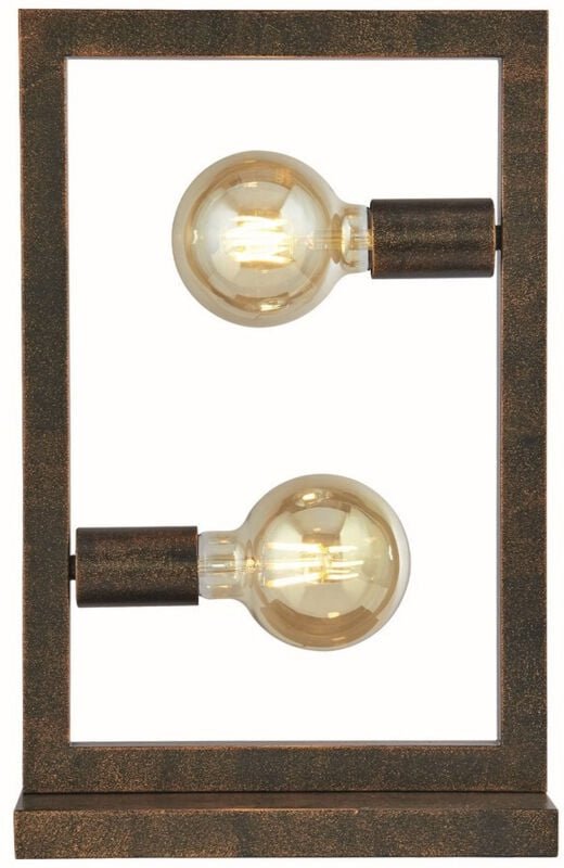 Oblong 2-flammige Tischlampe, rustikales Braun