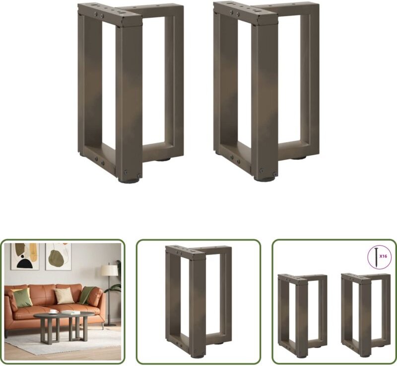 Tischbeine - Couchtischbeine T-Form 2 Stk. Naturstahl 28x25x(42-43) cm Stahl