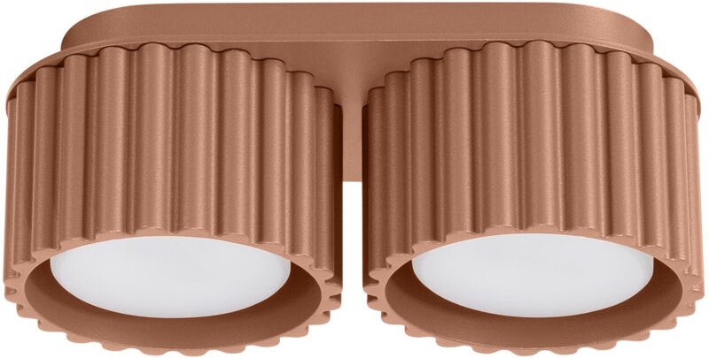 Moderne Mocca-Deckenleuchte, oval, 21 cm, gerillte Spots, 2xGX53 10W, AURA, Sollux Lighting