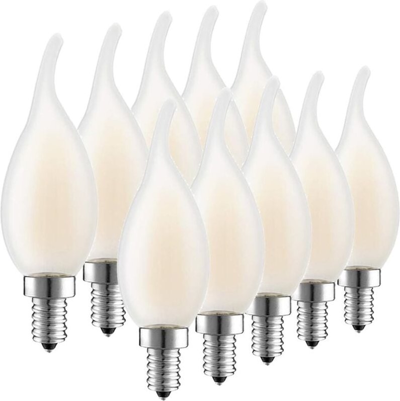 Soekavia - Dimmbare E14 LED-Glühbirne, 10er-Packung Flammenbirnen, 4 Watt Verbrauch, entspricht 40-W-Glühbirne, Warmweiß...