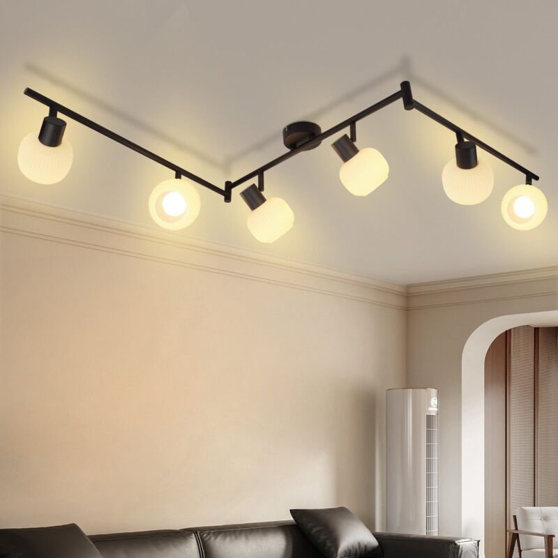 Thumbnail - Deckenstrahler 6 Flammig Gbly Deckenleuchte Wohnzimmer - Deckenlampe Schwarz Strahler Innen Vintage Glas Deckenspots E14...