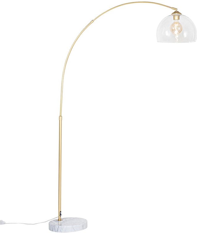 Moderne Bogenlampe aus Messing mit klarem Glas - Arc