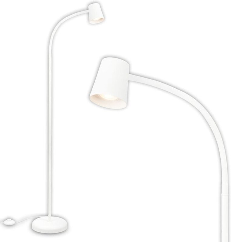 Briloner - Stehleuchte, mit Fußschalter, flexibler Lampenkopf, Stehlampe, 127,5 cm, 1x GU10, max. 9W, weiß