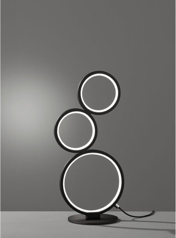 Flache led Ringleuchte rondo Tischlampe aus Metall schwarz matt, Höhe 45cm