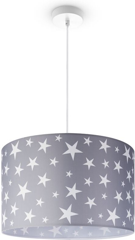Paco Home - Deckenlampe Kinderzimmer Pendelleuchte Baby Lampenschirm Stoff Rund Sterne Pendelleuchte - Weiß, Design 6 (Ø...