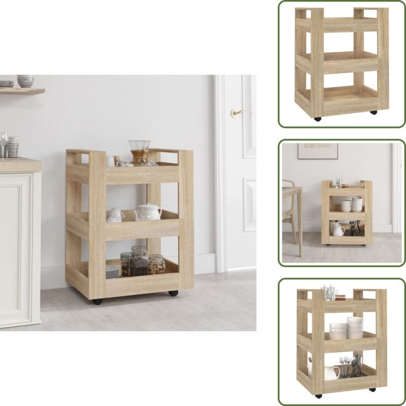 Sonoma-Eiche - vidaXL Küchenwagen Sonoma-Eiche 60x45x80 cm Holzwerkstoff - Küchenorganisation