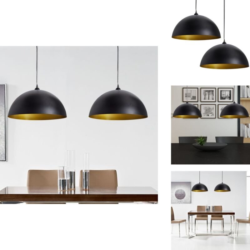 Vidaxl - Deckenleuchte 2 Stk. Höhenverstellbar Halbkugelförmig Schwarz - Pendelleuchte - Deckenleuchte - Wohnzimmerlampe...