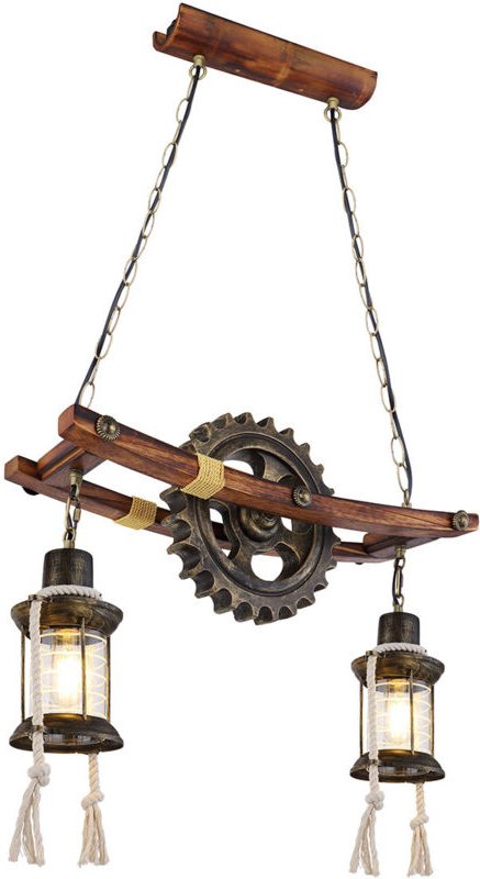 Hängeleuchte - Abella - braun - holz metall - E27 - - Globo