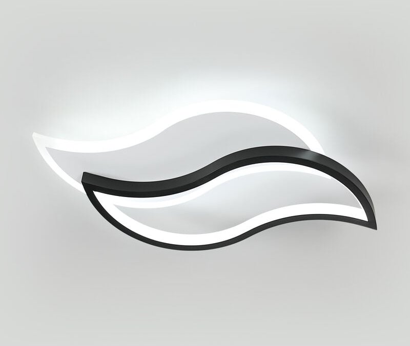 Comely - Moderne LED-Deckenlampe, 28W 2800LM LED-Kronleuchter Schwarz, Kreatives Blattdesign, Acryl-Deckenlampe für Schl...