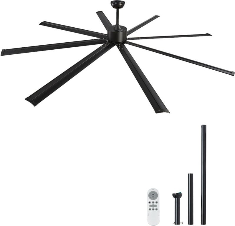 Mophorn 244 cm Deckenventilator ohne Licht, 6-Gang-Fernbedienung, 8 Flügel aus Aluminium, umkehrbarer Gleichstrommotor, ...