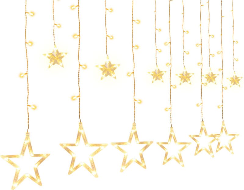 Jiubiaz LED Lichterkette Sterne Strom 138 LED Weihnachtsbeleuchtung Fenster, Lichtervorhang Fenster Weihnachten mit 12er...