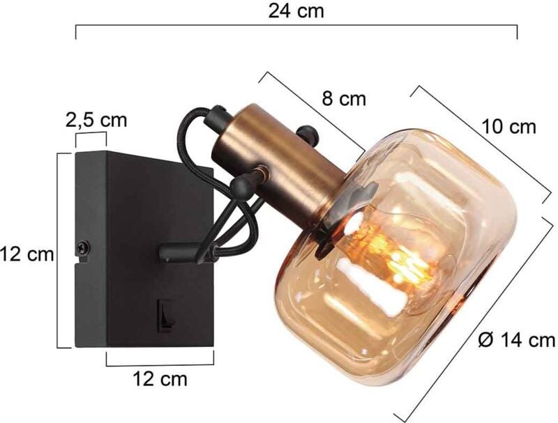 Wandleuchte - Glaslic - bronze - glas metall - - Steinhauer