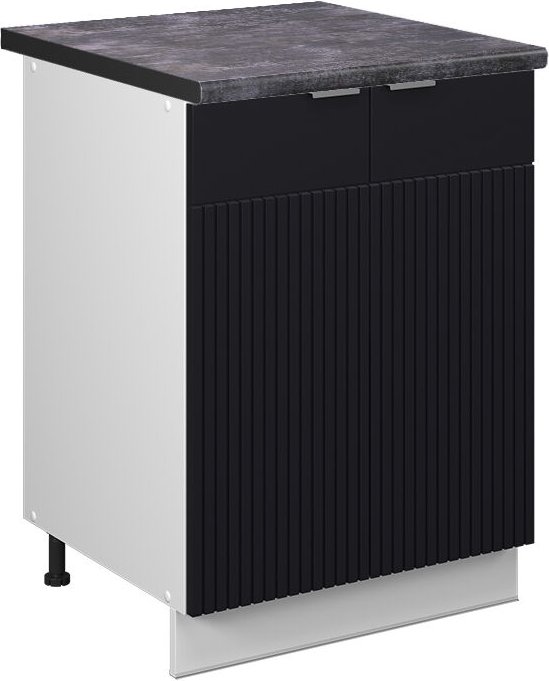 Küchenunterschrank Fame-Line, Schwarz gestreift, 60 cm , AP Anthrazit, Vicco