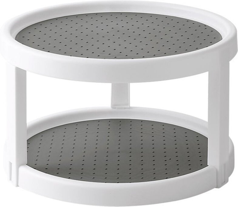 Drehbarer Gewürzständer für die Küche, multifunktionales zweistöckiges Gewürzregal, auch als Kosmetikablage geeignet