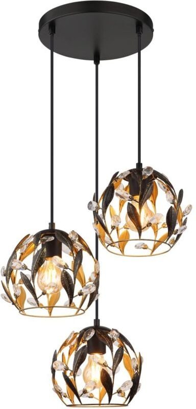 Pendelleuchte Hängelampe Deckenleuchte Wohnzimmerlampe Gold Kristalle Metall