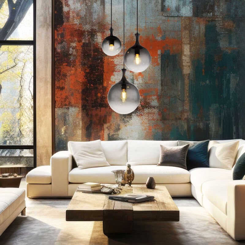 Pendellampe Hängelampe Esstischleuchte Glaskugel rauch Wohnzimmerlampe h 141 cm