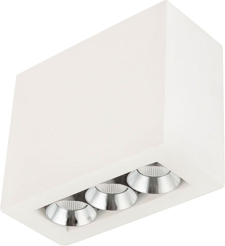 Decken Aufbauleuchte LED Aufbauspot gu10 Deckenleuchte Gips weiß, 3 flammig, 3x 6W 3x 440lm 3000K, LxH 12,2x10 cm