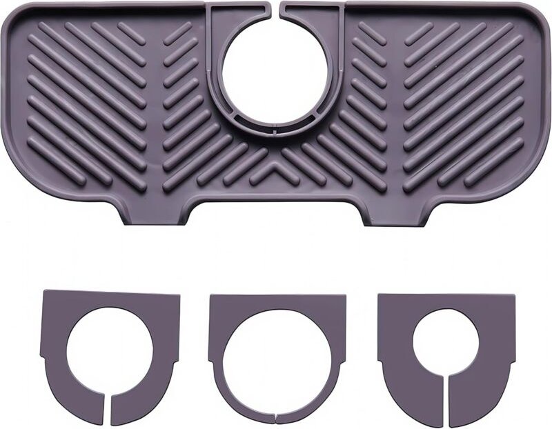 Silikon-Tropfmatte für den Wasserhahn, Spülbeckenmatte unter dem Wasserhahn, Organizer für Schwämme, Bürsten, Seife. (gr...