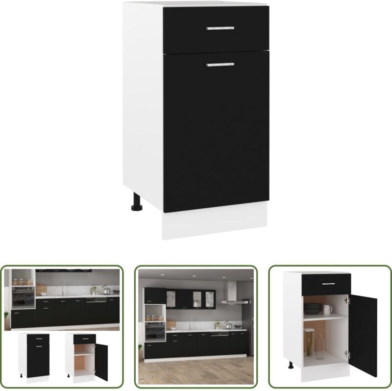 vidaXL Schubladenregal - Schubunterschrank Lyon Schwarz 40x46x81,5 cm Holzwerkstoff