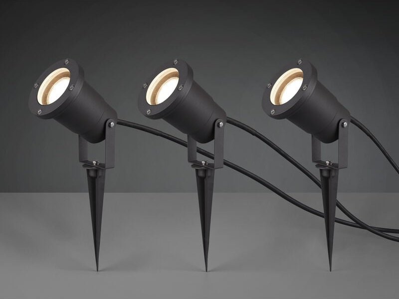 Trio Leuchten - Schwenkbarer led Garten Baumstrahler 3er Set mit Erdspieß & 5m Anschlußkabel