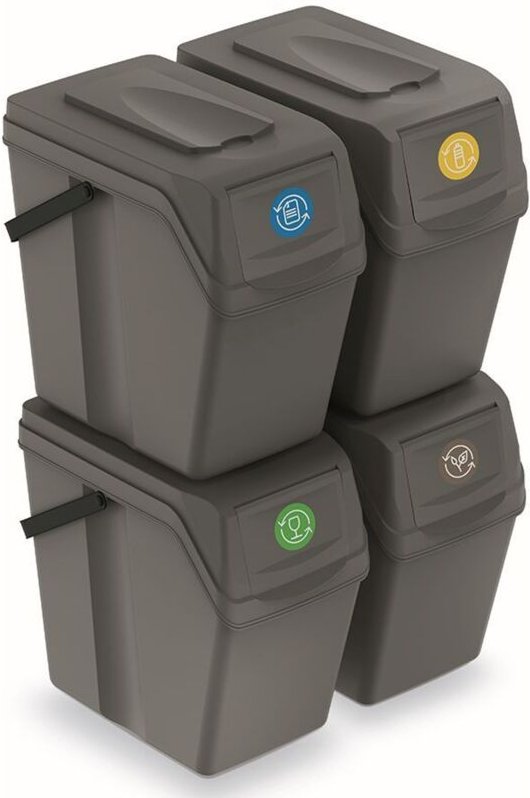 Keden kosz na śmieci sortibox 25l set 4 - szary kamienny