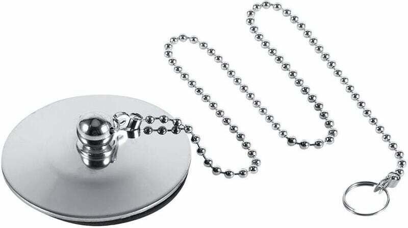 Chrom-Badewannen-Waschbeckenstöpsel, 1,65 Zoll massiver Metall-Ablaufstöpsel mit Kette für Badezimmer und Küche