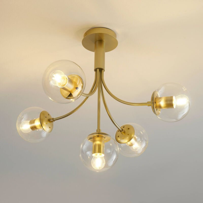 Deckenleuchte Messing Gold mit eleganten Glaskugeln - Ciara