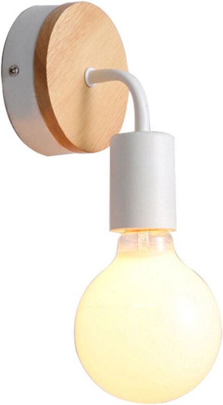 Badezimmerspiegel-Frontleuchte, schwenkbare Wandleuchte aus Eisen, 1 weiße Holzlampe, weiß