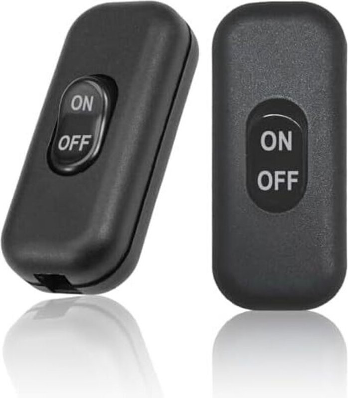 CSPARCV 60x26x16mm 2er-Pack Nachttischlampenschalter, schwarzer Schalter, 6A 250V Doppelpolschalter, Mini-Wippschalter f...