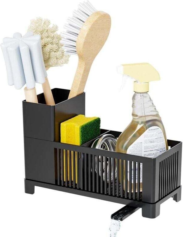 Portaoggetti per lavello e organizer per lavello da cucina, porta spugna nero con portaspazzola ad alte prestazioni, mul...