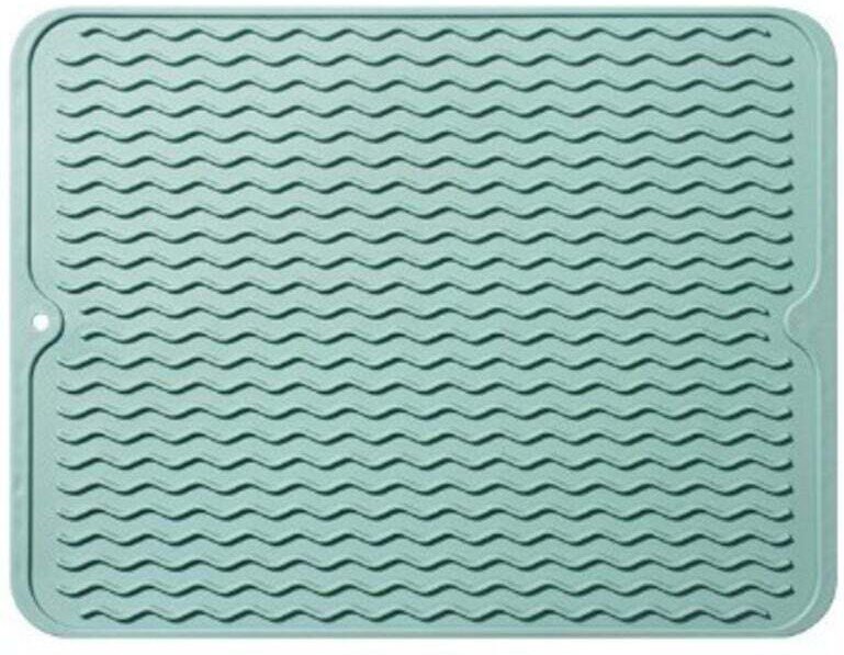 Grüne Silikon-Trockenmatte, große rutschfeste, wärmeisolierende Geschirrabtropfmatte zum Trocknen von Besteck und Teller...