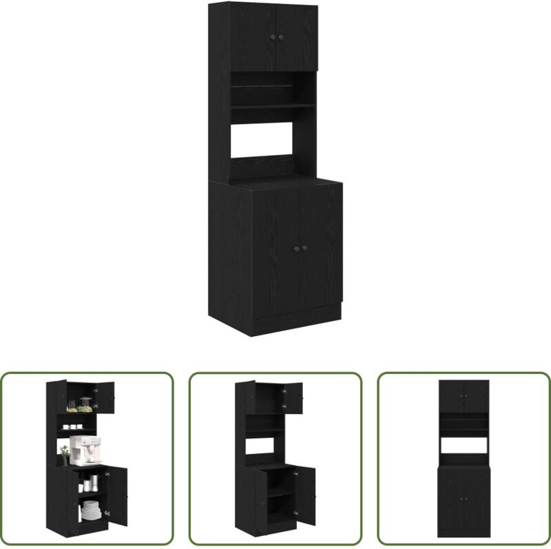 vidaXL Küchenregal - Küchenbuffet 2 pcs Schwarz Eichen-Optik 60 x 50 x 180 cm