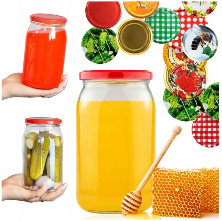 8er-Set Gläser à 900 ml mit Schraubverschluss (fi82) für Honig, Marmelade und Konfitüre